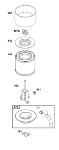 Air Cleaner Group Diagram and Parts List for 305446-0639-F1  Briggs and Stratton Engine